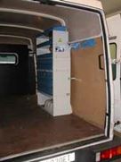 03_Hanging cable holder for vans and racking component with shelves on the Iveco